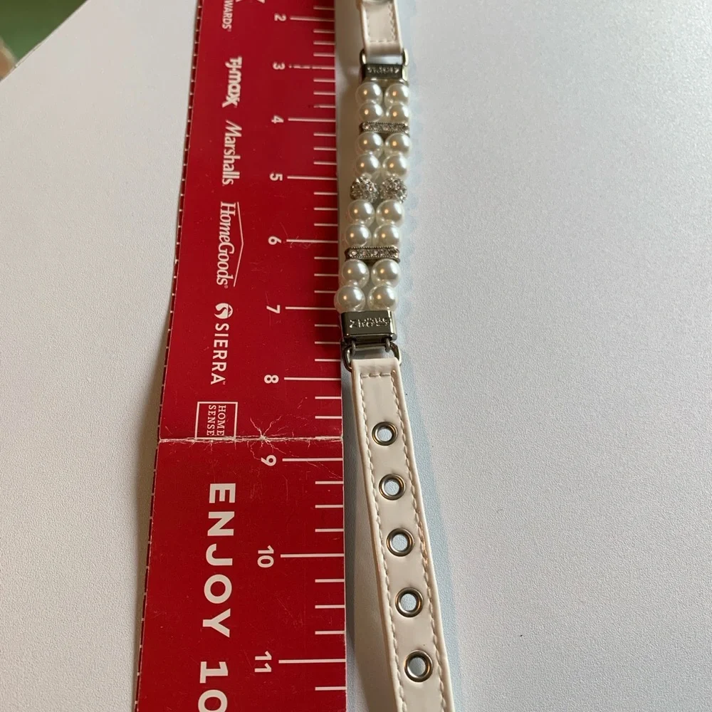 Zhaus White Faux Pearl & Rhinestone Luxury Statement Dog Collar, 12” NWOT